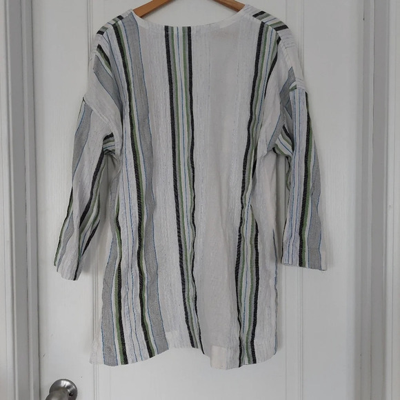 Soft Surroundings Striped Floral Embroidered Cotton Blend Tunic Top Size Meduim - Picture 6 of 8